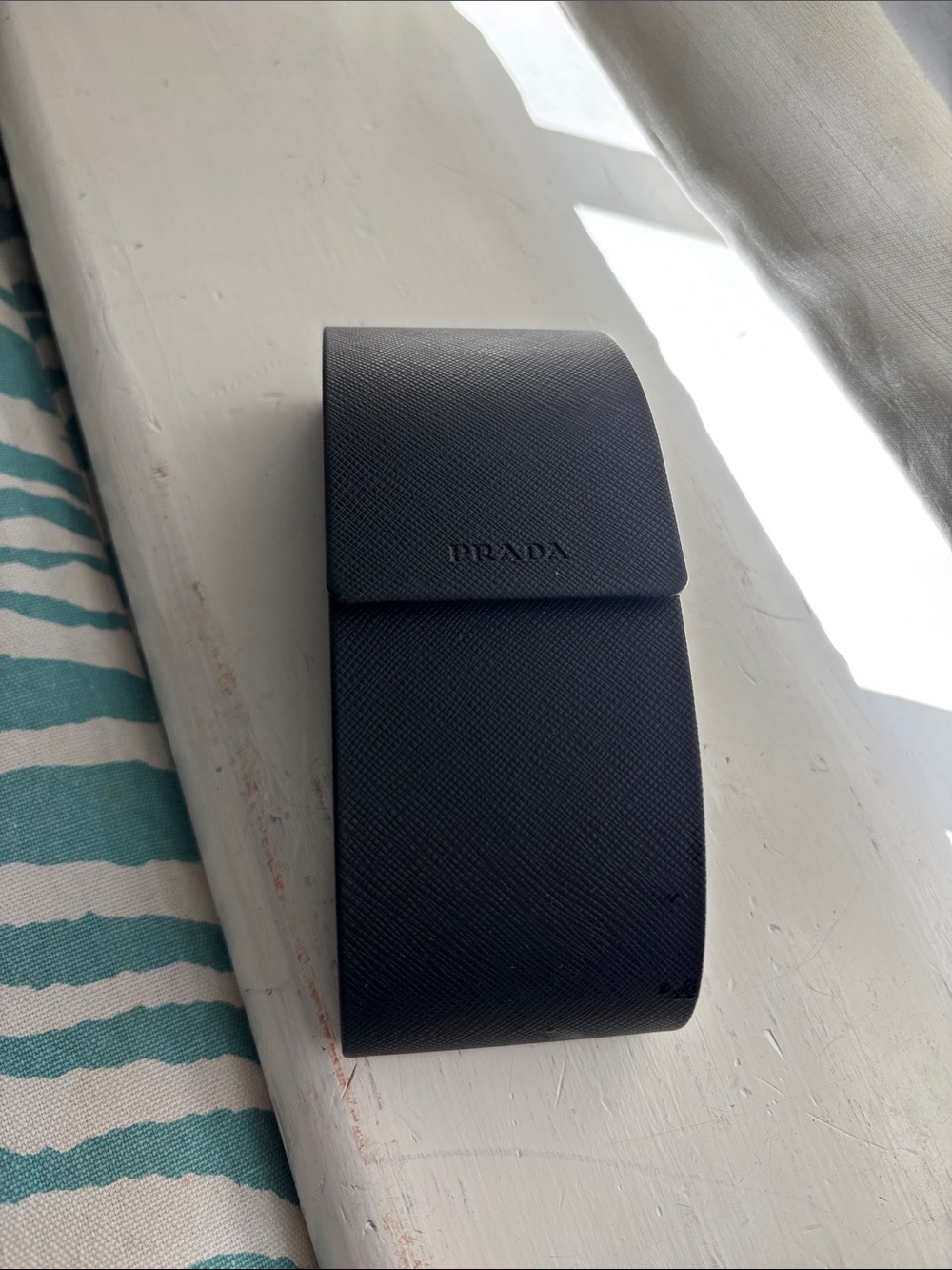 Prada Saffiano Textured Sunglasses Case in Black